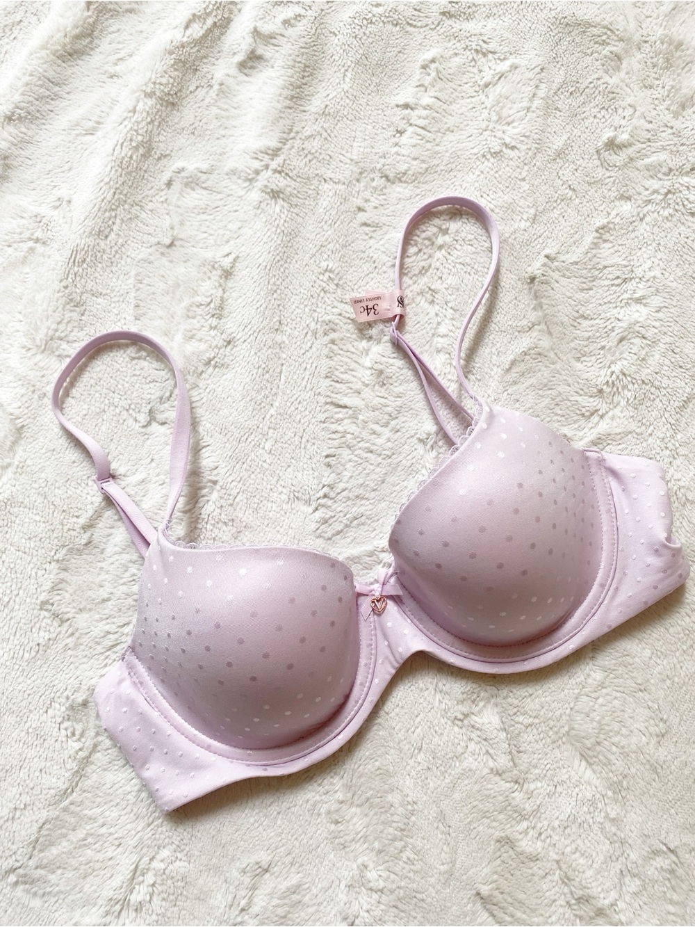 victoria’s secret • body by victoria lightly lined polka dot demi bra | 34C